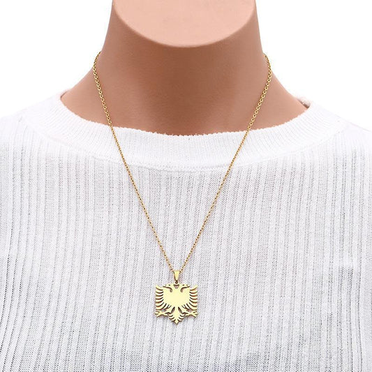Necklace with cheina e flamurit Albanian eagle gold plated &amp; silver