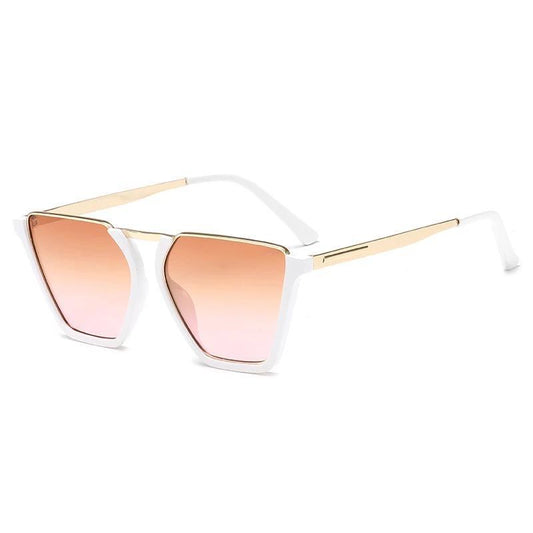 Half Frame Sunglasses UV400 white frame pink glass