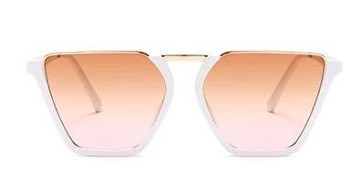 Halv Ram Solglasögon UV400 vit ram rosa glas