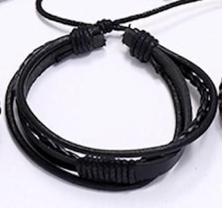Handgjorda armband á 4 stk för män äkta läder flätat svart