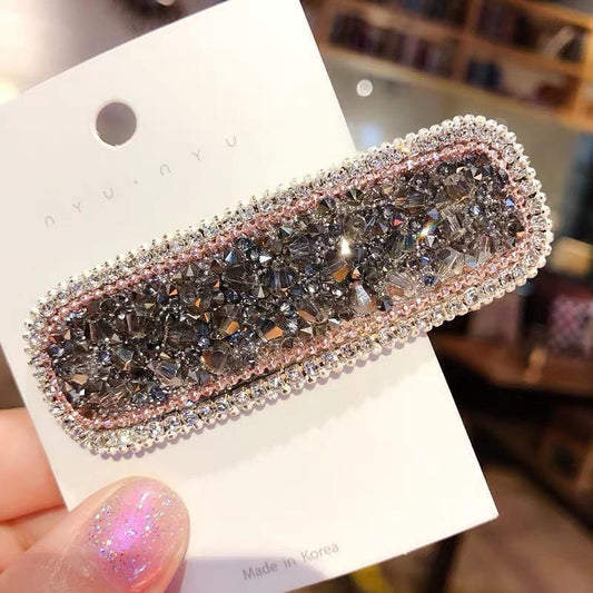Handgjorda hårklämmor i tyg med pärlor, strass & diamanter