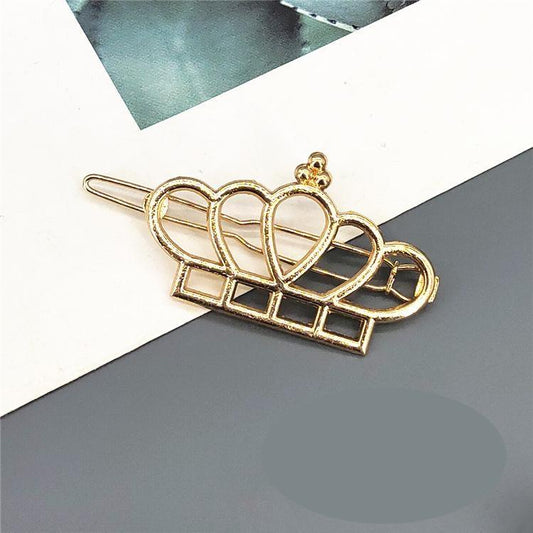 Handmade gold-plated hair clip with princess crown