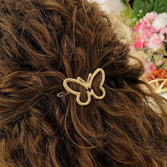 Handmade gold-plated hair clip with butterfly motif