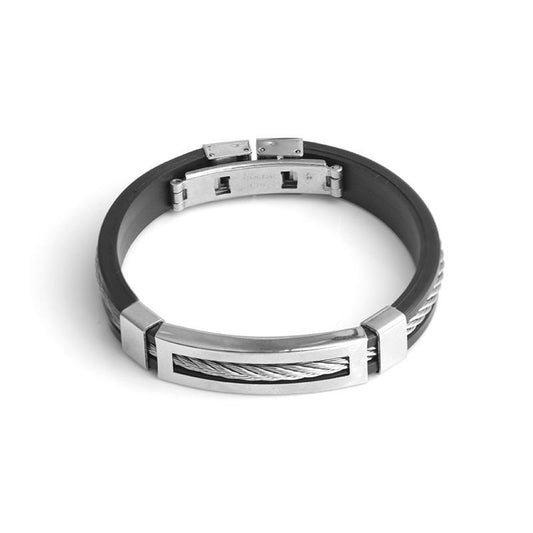 Handgjort Stål armband för män m silikon