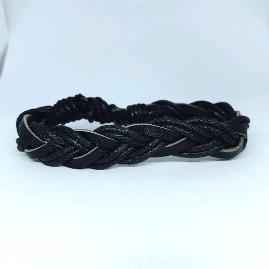 Handgjort armband för män äkta läder flätade band