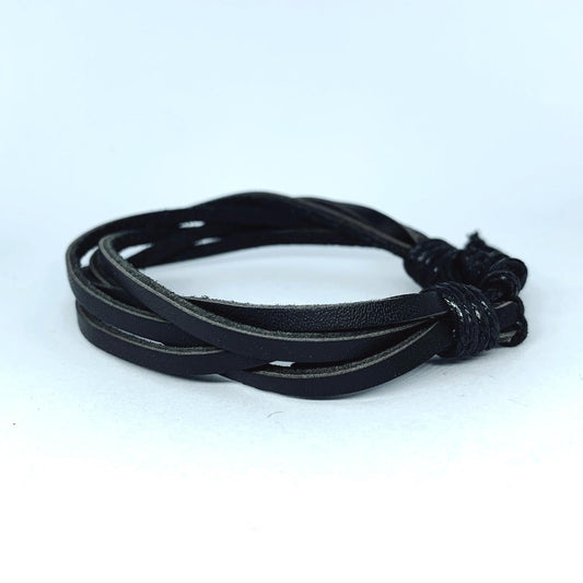 Handgjort armband för män äkta läder stiligt svart