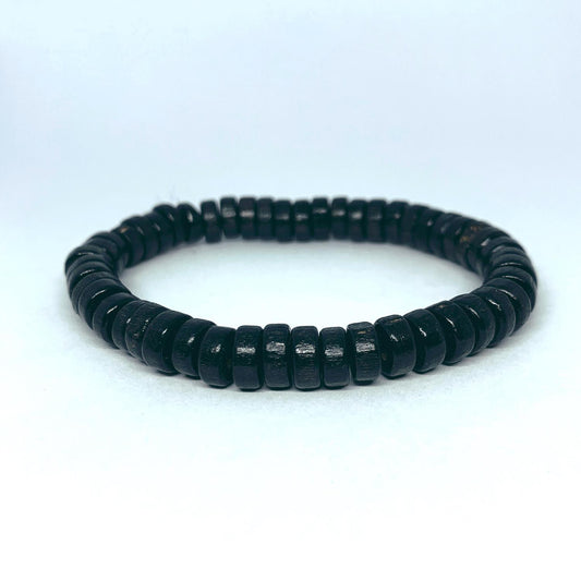 Handgjort armband för män träpärlor i svart bohemiskt