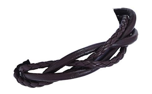 Handgjort flätat tvinnat armband för män äkta läder i stil brun