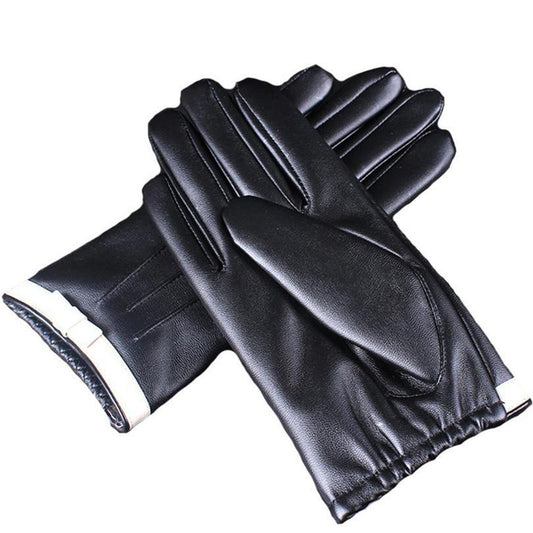 Gloves in vegan leather &amp; bow used with Mobil touch iPad
