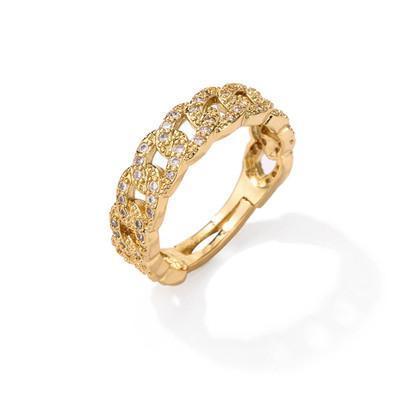 Justerbar ring med guldplätering och färgade stenar i zircon
