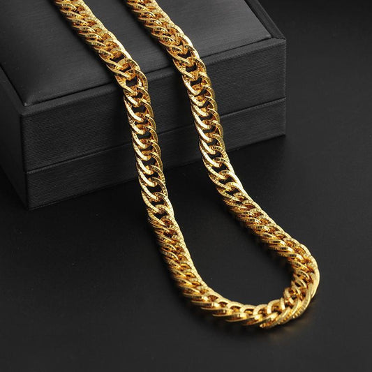 Kedja i borstat guld till män hip hop lyx armband halsband