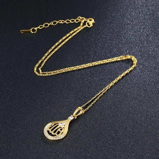 Klassisk Halsband i Guldfärg Mellanöstern Islamisk Vattendroppe Allah