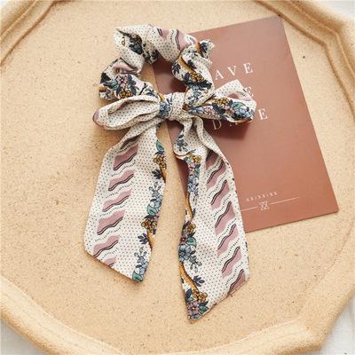 Klassisk Scrunchie rosett vintage tryck blommor band färger