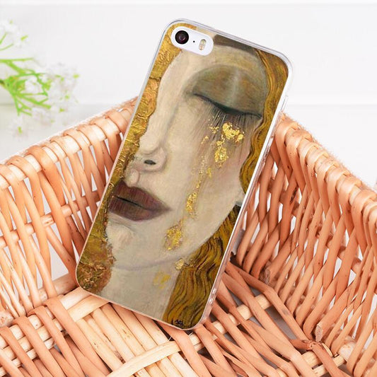 Konstverk målning vacker kvinna guld iPhone 13 12 Pro Max Mini