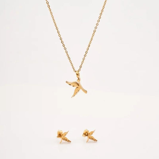 Life is beautiful -halsband med fågel 18K guldpläterad gåva kolibri julklapp