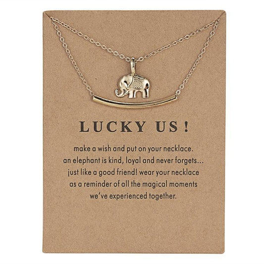 Lucky us - lycka elefant halsband med 18K guldpläterad gåva valentines