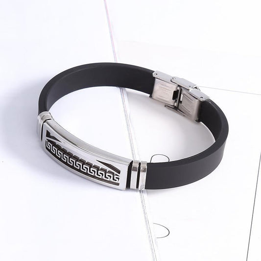 Lyxigt Handgjort Stål &amp; silikon armband för män special-logo