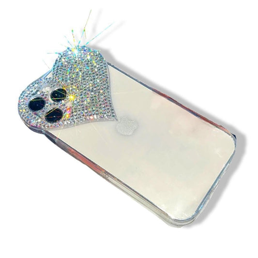 Lyxigt Mobilskal iPhone 14 Plus Bling Bling Kristall Diamant Hjärta Genomskinligt