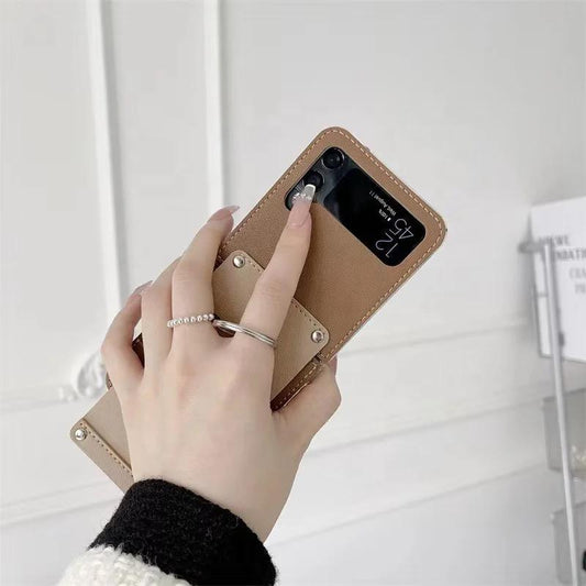 Lyxigt Vintage veganskt läder Bakre skydd för Galaxy Z-Flip 4 Stilfullt och hållbart