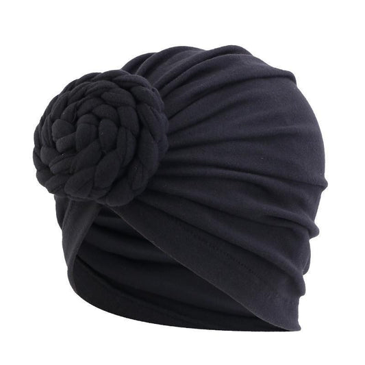 Lyxig turban med flätad donut unik design flera färger