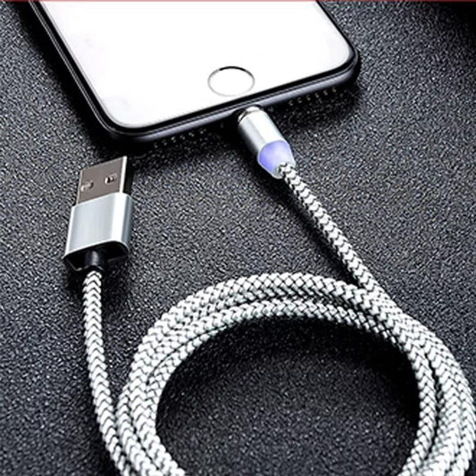 Magnetisk flätad laddare för iPhone lightning nylon plugg
