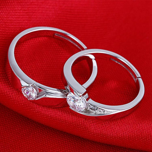 Matchande 925 silver ringar alla hjärtans dag present justerbara