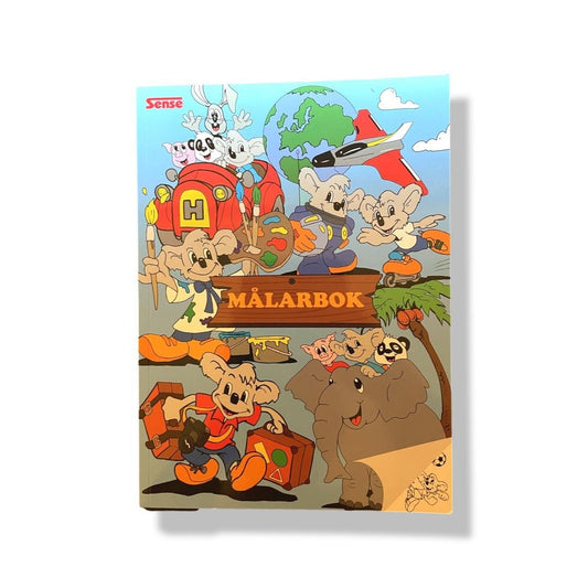 Målarbok med djur mus elefant gris panda flygplan