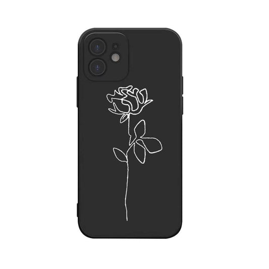 Painted silicone case flower black for all iPhone 14 models