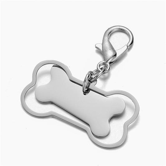 Namnbricka ben hundben guld silver med krok adress namn