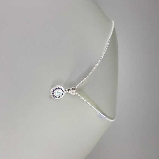 Nazar Halsband i 925 Silver med Färgglada Zirkoniastenar – Stilfullt Skyddssmycke