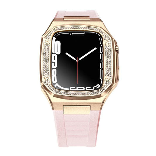 Noorzai S-Apple Watch Lyx-fodral &amp; band strass diamanter rosa rosé