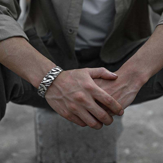 Noorzai S - Retro justerbart armband för män i silver medeltid