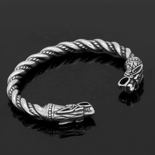 Noorzai S - Snurrat armband i rostfritt stål guld drake justerbart