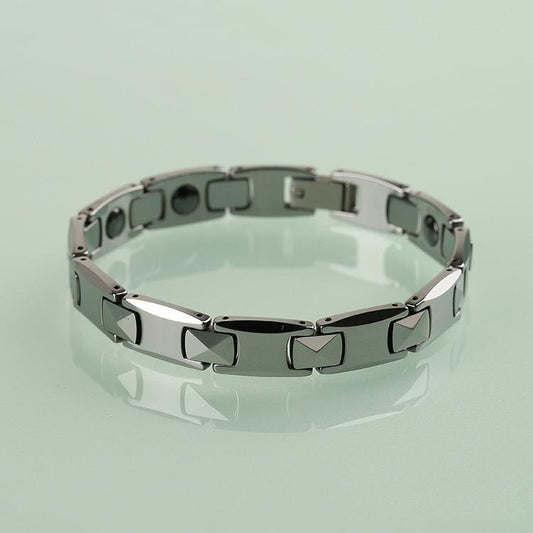 Noorzai Scandinavia - Armband i tungsten för män silverkedja magnetterapi