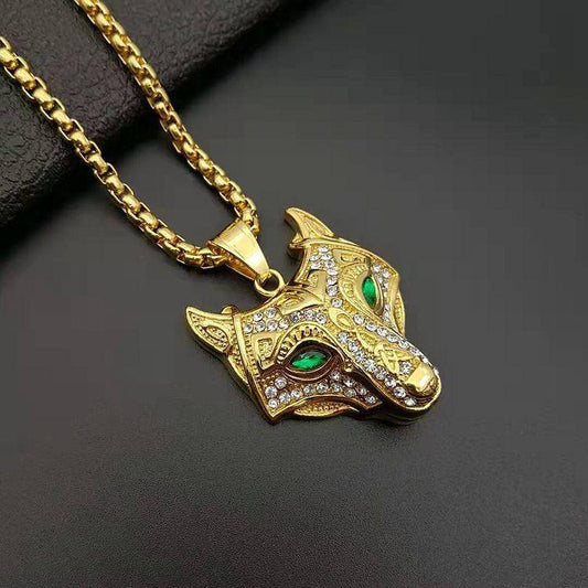 Noorzai Scandinavia - pendant wolf 18 K gold quartz orient