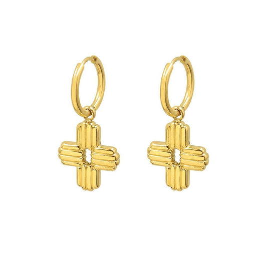 Noorzai Scandinavia - Örhängen med kors minimalistiska guld 18K