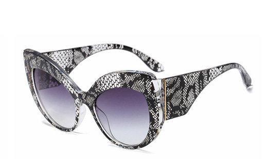 Oversized Sunglasses Cat Eyes lace UV400 Khloe black and white