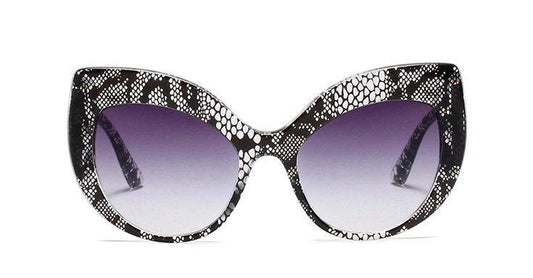 Oversized Solglasögon Cat Eyes spets UV400 Khloe svartvit