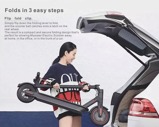 Populär lätt fällbar elscooter m app 25 km/h lampor fram &amp; bak standard