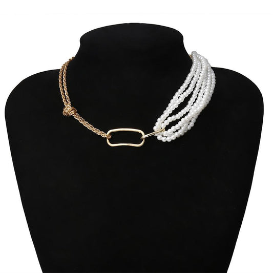 Retro halsband pärlor guld kedja minimalistiskt choker