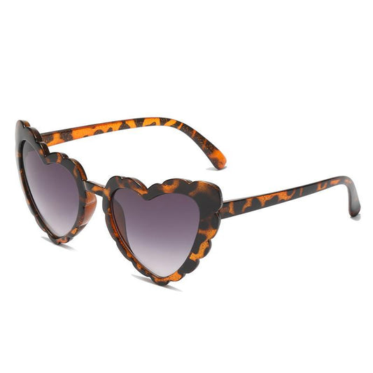 Retro hjärtformade solglasögon dam leopard glitter UV400