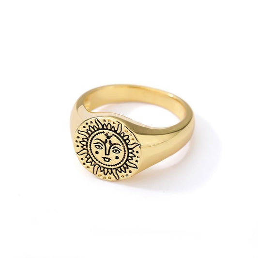 Ring med onda ögat nazar boho estetisk guld sol motiv