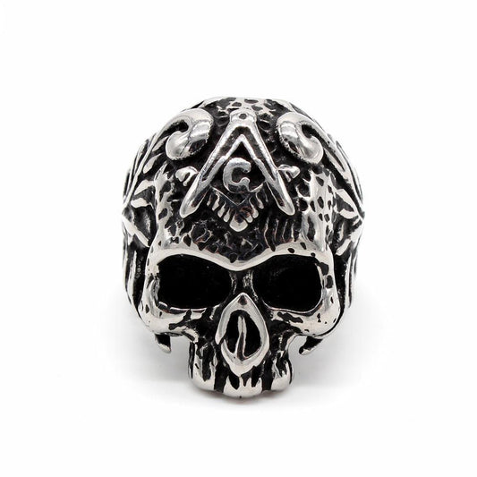 Ring med skelett rostfritt stål kranium punk rock masonic