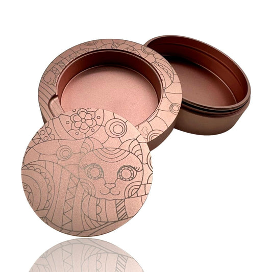 Rosa snusdosa i aluminium med katt mönster gåva snus
