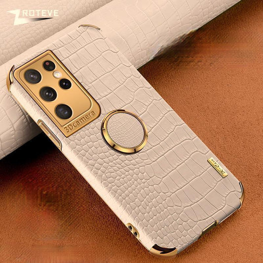 Samsung Galaxy Note 20 Ultra Lyx Stilrent skal m krokodilskinn & ring