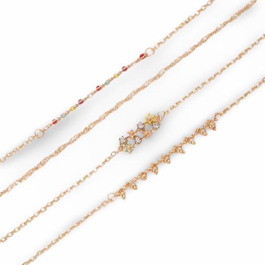 Set á 4 stk orientaliska rhodiumpläterade armband med stenar smycken