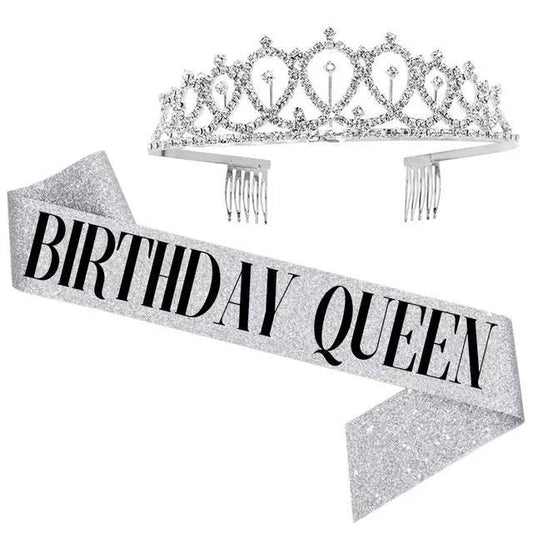 Set ''Birthday Queen'' band med tiara för födelsedagsfirande