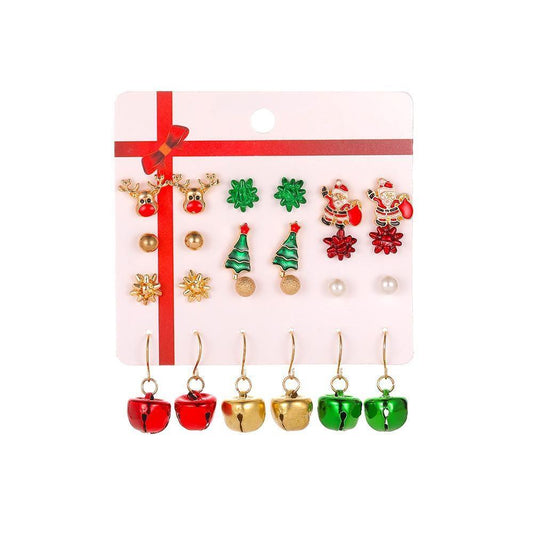 Set med 12 stk par örhängen med julmotiv jul paket snöflinga