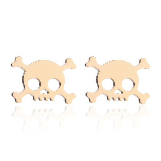 Set med örhängen & halsband döskalle guldpläterat