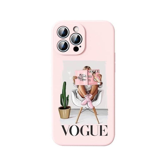 Silikon rosa för alla iPhone 15 modeller Vogue tidning rosa influencer!